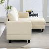 Chaise Longue Sofa 3-Seater L-Shaped Upholstered in Corduroy Padded Seat and Backrest 214x134x87 cm Beige