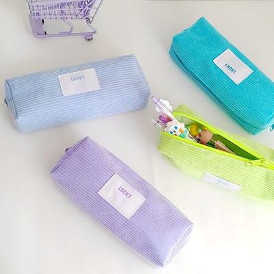High Quality Corduroy Pen Bag Zipper Stationery Stationery Storage Bag Candy Color Pen Box