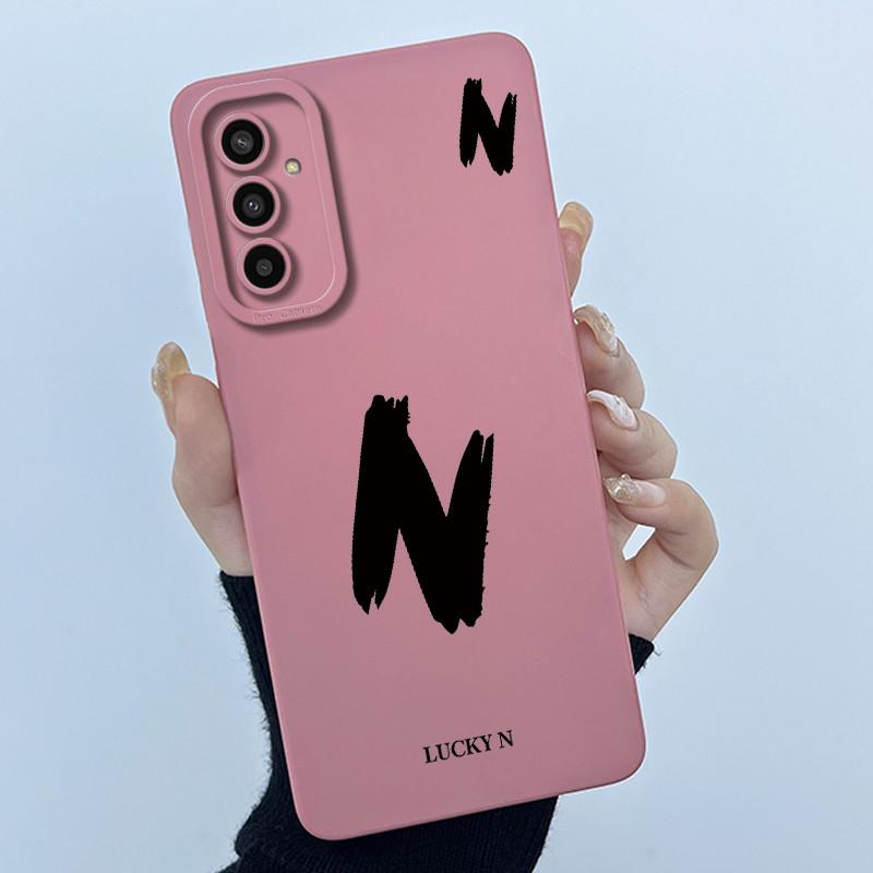 For Samsung Galaxy M13 4G M23 F23 Buddy 2 5G Cover Case Initial Letter Silicone Soft Phone Bumper for Samsung SM-M135F Casing