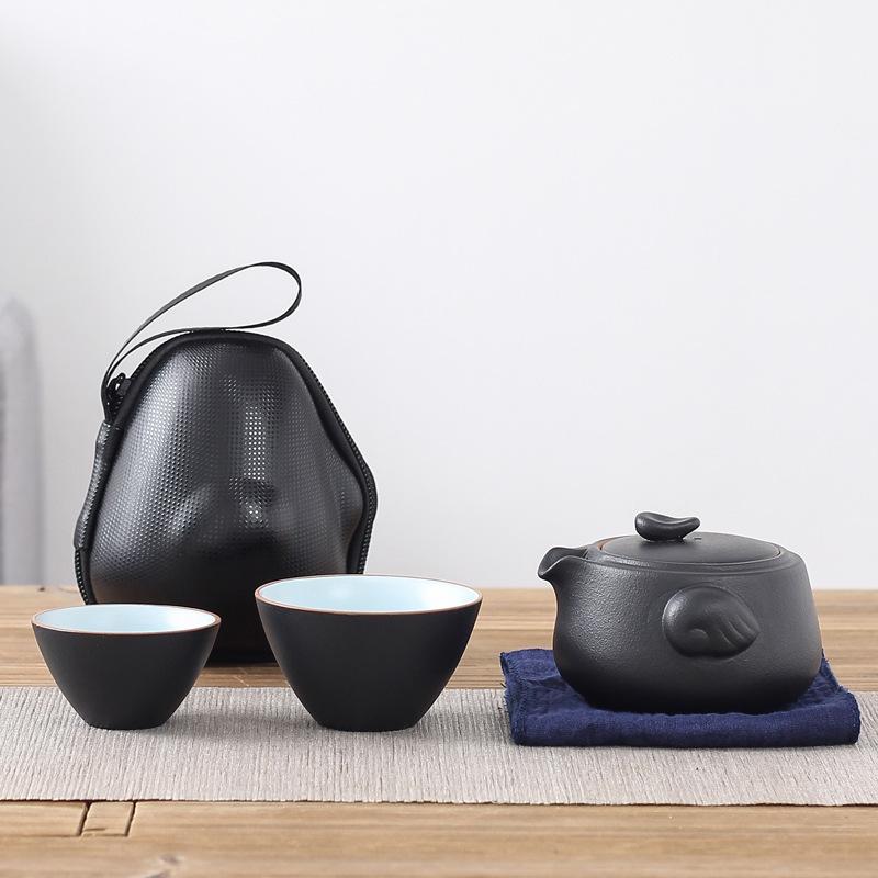 Portable Ceramic Travel Tea Set: One Pot, Two Cups – Quick Brew & Customizable Gift