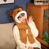 Cute Capybara Hat, Scarf and Gloves Three-in-one Capibala Guinea Pig Autumn and Winter Warm One-piece Three-piece Set