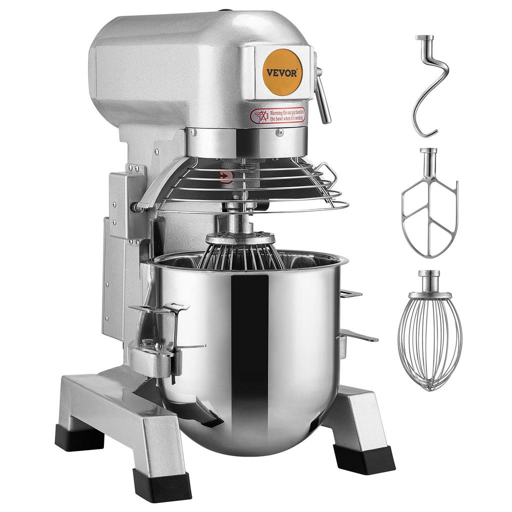 VEVOR Commercial Food Mixer, 18.7L Commercial Stand Mixer with 3 Adjustable Speeds