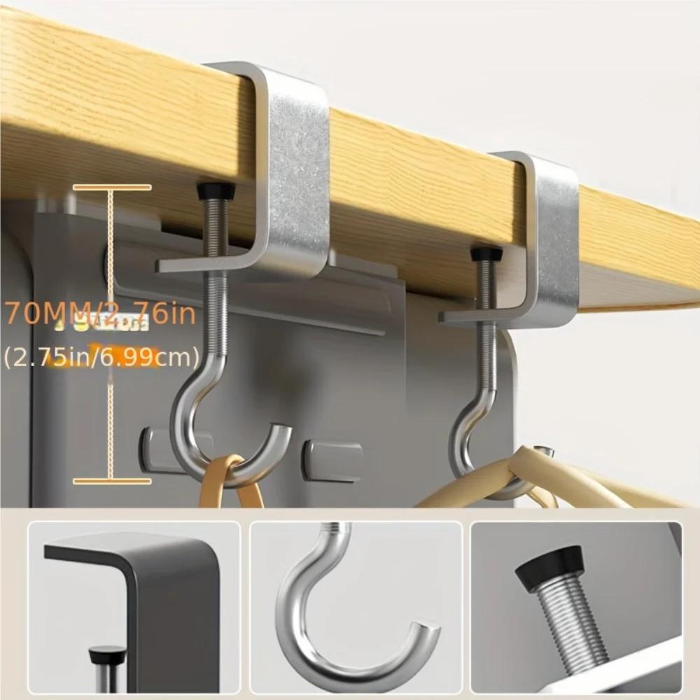 1/2pcs 360° Rotatable Steel Table Hooks - Detachable, Non-Destructive Installation for Office Desks, School Dormitories 2030