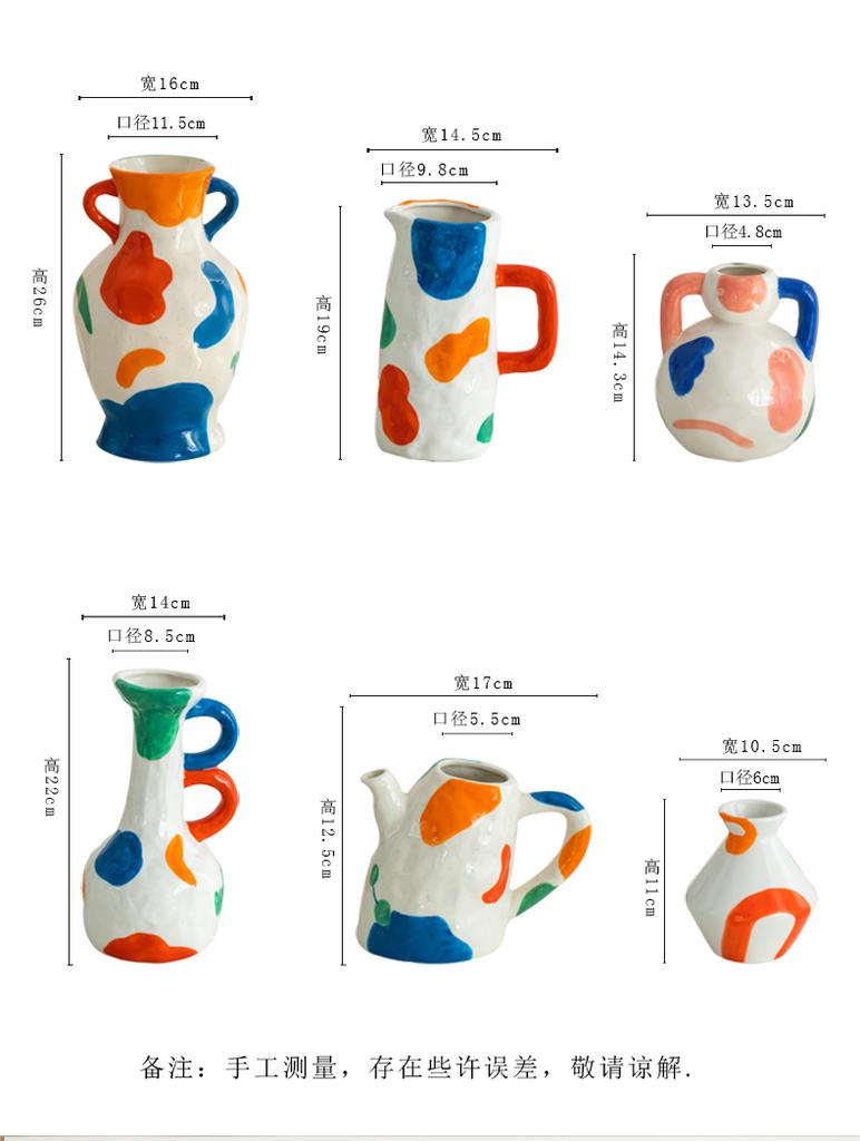 Handmade painted ceramic vase hotel exhibition niche flower ware Creative ceramic decorative vase Flower Arrangement Decoration