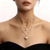 European-American Multi-layer Heart Chain Pearl Pendant Necklace for Women