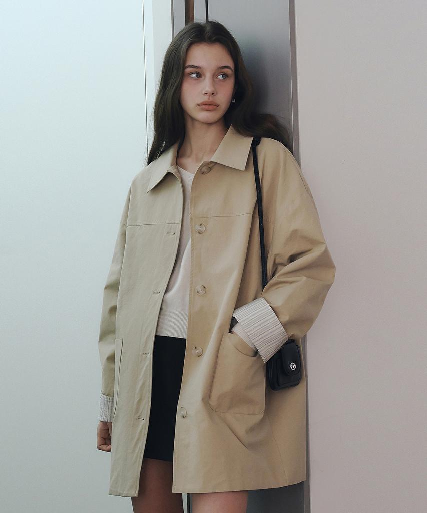 Loeil Point Half Trench Coat - Beige