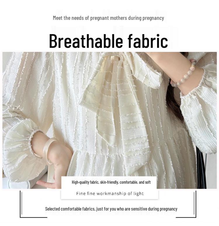 Versatile Long Sleeve Korean Style Maternity Doll Shirt for Spring/Autumn 2026