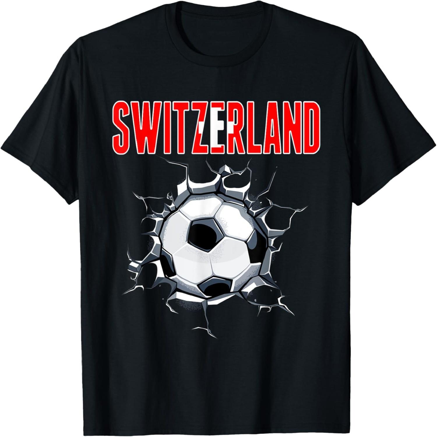 Switzerland Soccer Fans - Swiss Football In Cracked Wall T-Shirt S