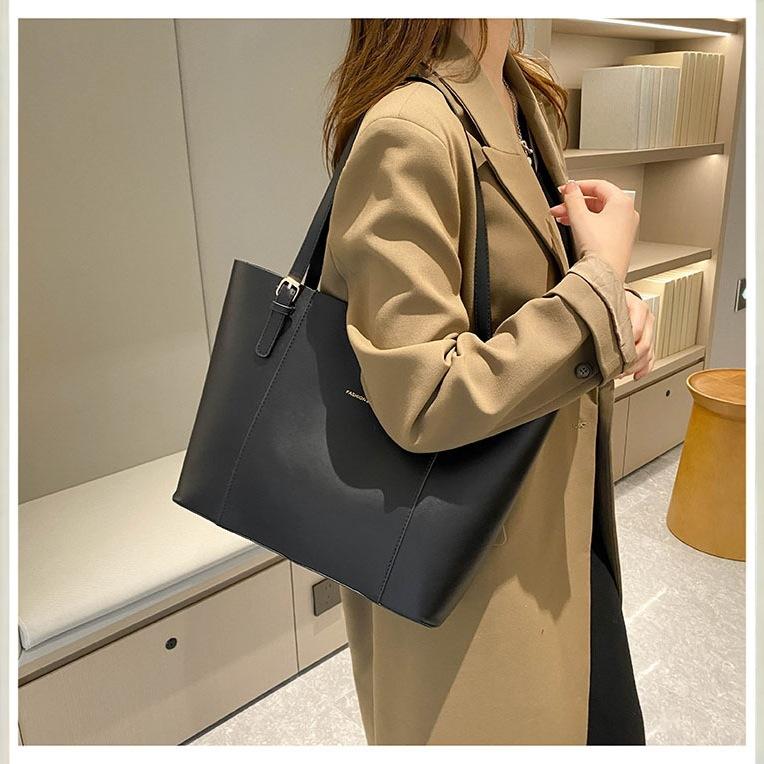 Retro Color Matching High Quality PU Leather Women's Shoulder Bags Versatile Female Handbag Large Capacity Ladies Tote Bag