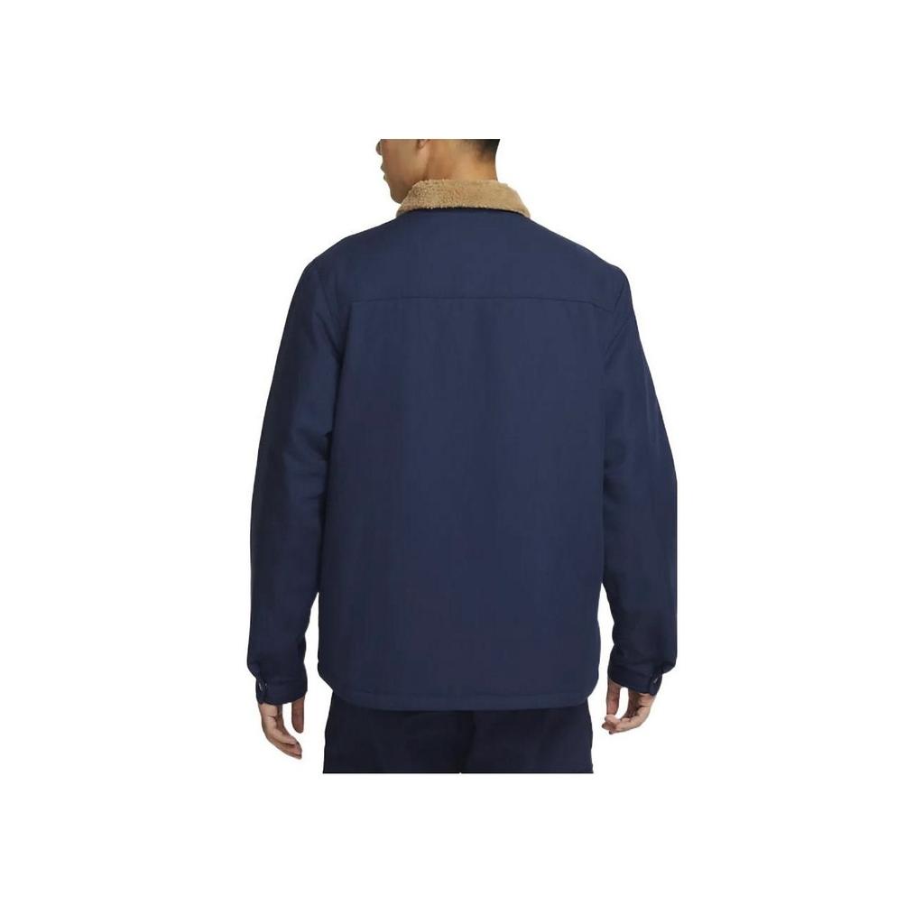 Nike Solid Color Logo Print Button-Up Collar Jacket Men Outerwear Blue DQ6329-410