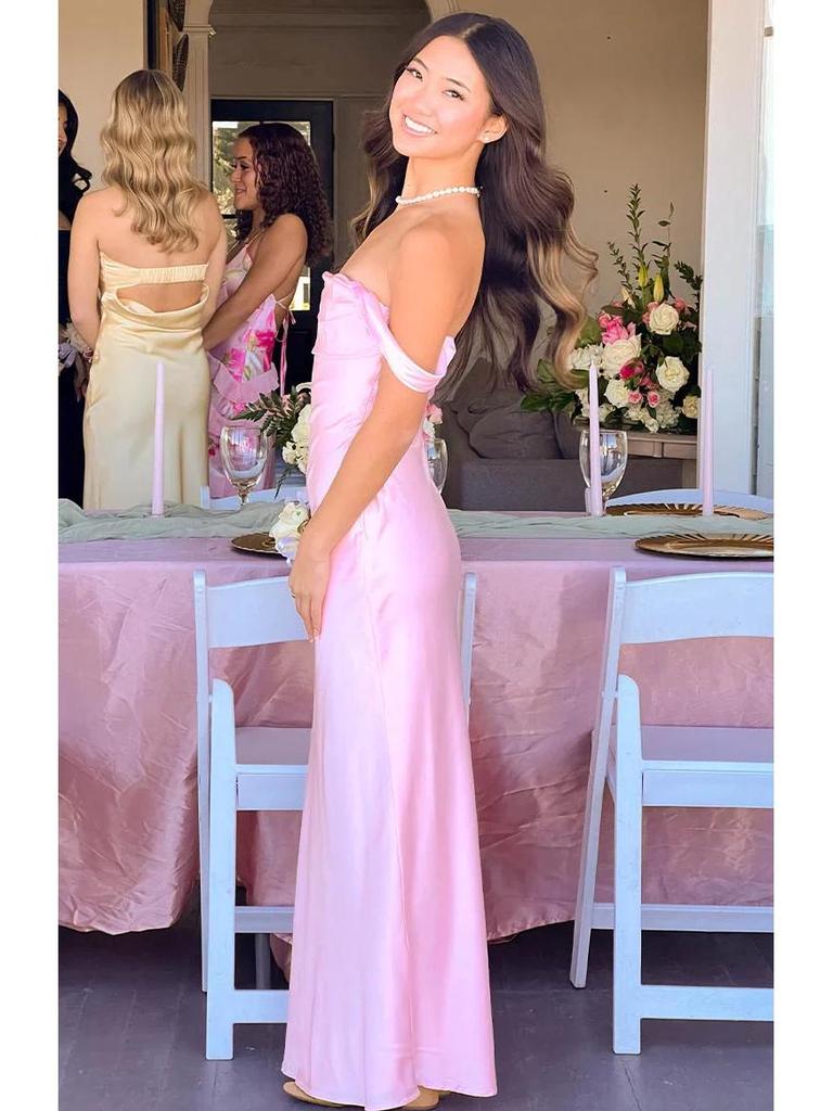 2026 Summer Women's Off-Shoulder Ruffle High-Waisted Open Back Evening Gown