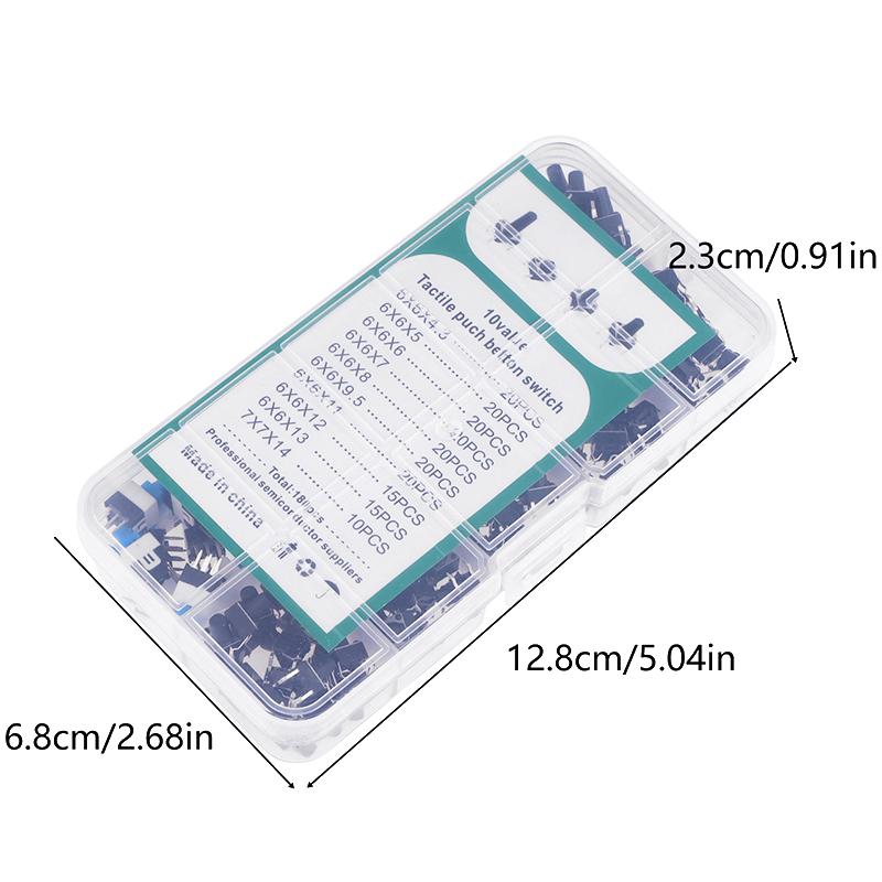 10 Valori 180 Buc Comutator Tactic Buton Apăsare Momentan Tactic Mini Comutator Kit 6*6 4.3-13Mm 7*7Mm Comutator Momentan
