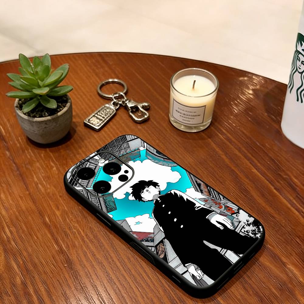 Mob Psycho 100 Phone Case For iPhone 17, 16,15,14,13,12,11 Plus,Pro Max, Others Soft Silicone Black Cover