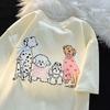 American High Street Vintage Chic Fun Cute Dog Short Sleeve Womens Summer Harajuku Short Sleeve Casual Aesthetic Clothes