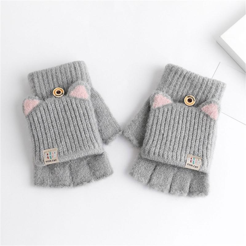 2pack Flexible Finger Movement Gloves Cold Weather Knitted Gloves Child Gloves for Daily Use