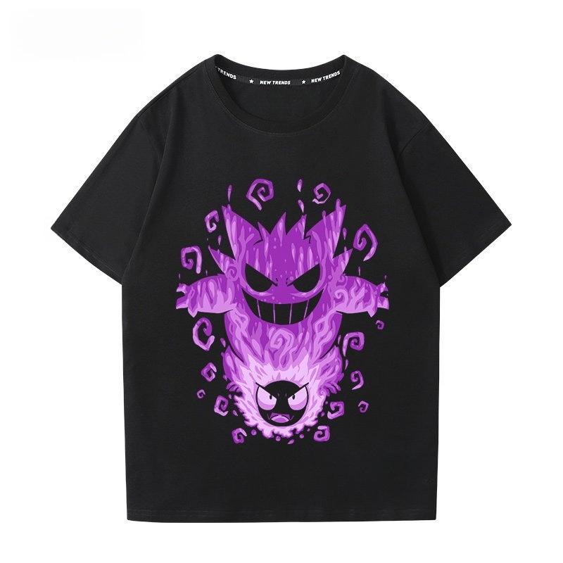 

Pokémon Gengar Printing Tee Pure Cotton Tshirt Mens 2026 Summer Fashion Oversize Street Casual Y2K Tops Streetwear Clothing M