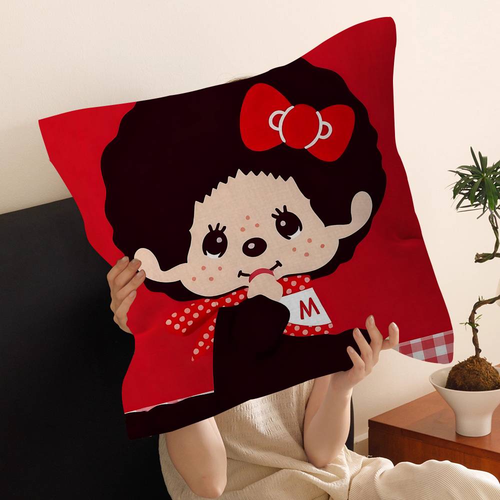 Cartoon M-Monchhichis Personalized Pillow Cover Kids Bedroom Wild Party Decor Pillowcase Kid Birthday Shower Gift