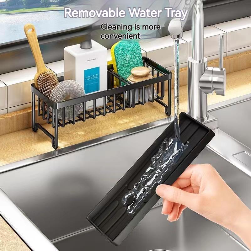 Kitchen Sink Shelf Self-draining Sponge Holder Stainless Steel Sink Drain Rack Soap Sponge Holder Kitchen Storage