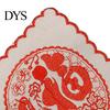 Insulated Hot Pot Pad 5Pcs Red Blessing Embroidered Doilies, Chinese Character Fabric Coaster, Square Decorative Tabletop Protection Mat Place