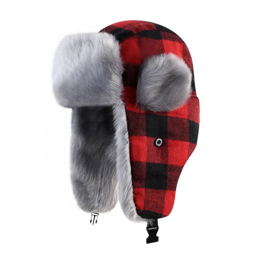 New Plaid Lei Feng Hat Direct Sales Supply Hat Thickened Warm Hat Winter Ear Protection Small
