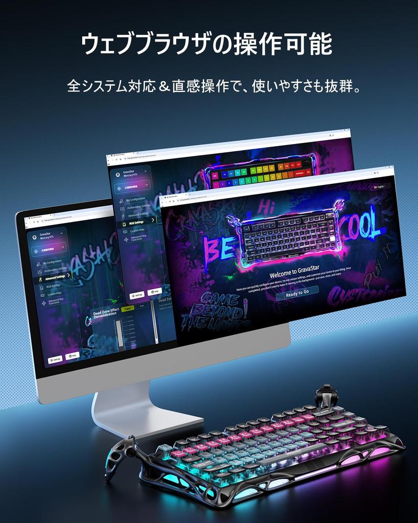 GravaStar Mercury V75 PRO Gaming Keyboard with Tenkeyless Rapid 8000Hz Polling Detachable US Aluminum RGB Banjio Magnetic Cyberpunk Design Design,