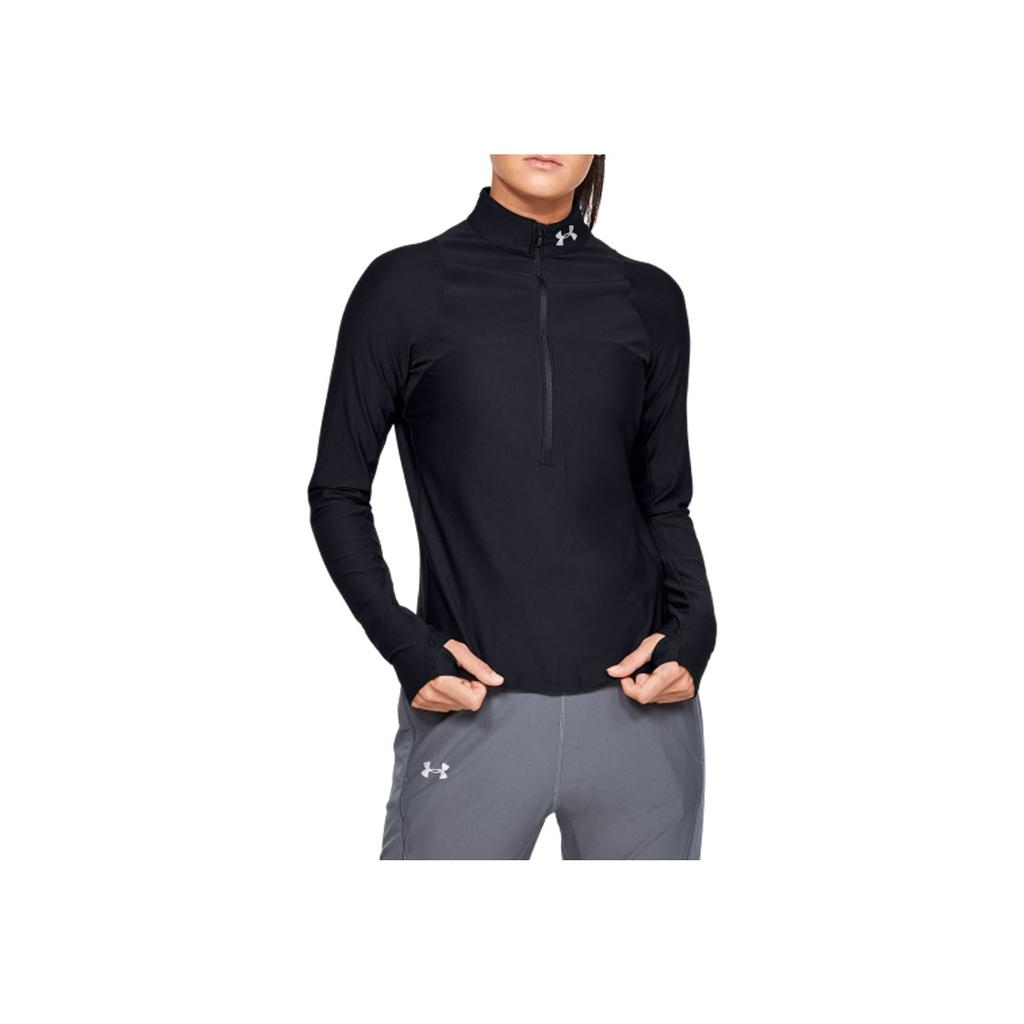 Under Armour Stand Collar Casual Running Sports Long Sleeve Sweatshirt Women Tops Black 1326512-001