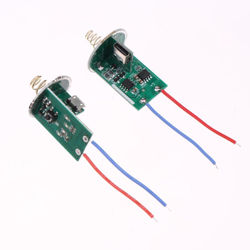 LED Driverkort Type-C Micro USB Lading Lommelykt Driver Bryter PCB Kretskort DIY Lyssett For 18650 26650 Batteri