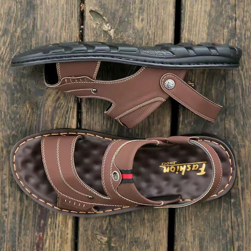 

2025 New Arrival Hot Sale Men s Sandals Non-slip Genuine Leather Sandals Soft Slippers Flat for Mens Casual Shoes Sandalias 39 коричневый