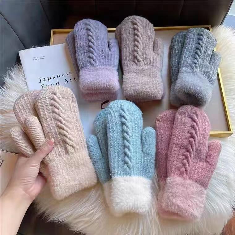 

Gloves women s winter warm cute riding women s gloves piled thickened student wool cycling gloves