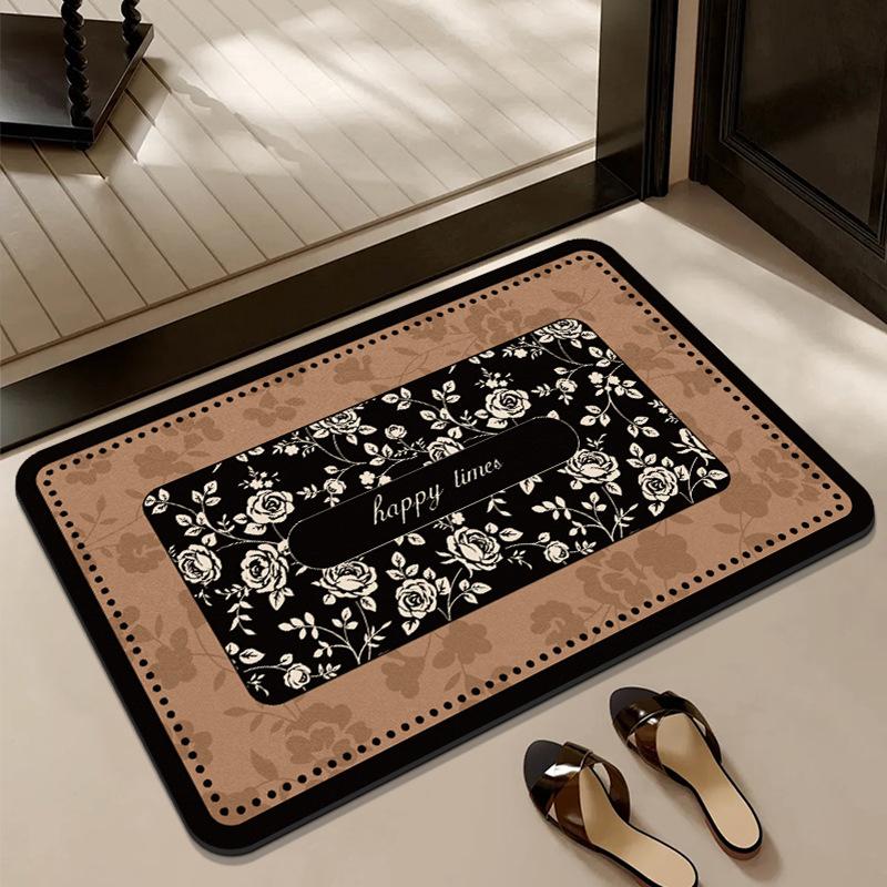 Medieval Style Diatom Mud Floor Mat, Bathroom Water-Absorbing Quick-Drying Non-Slip Floor Mat, Bathroom Door Dirt-Resistant And Easy-To-Take-Care