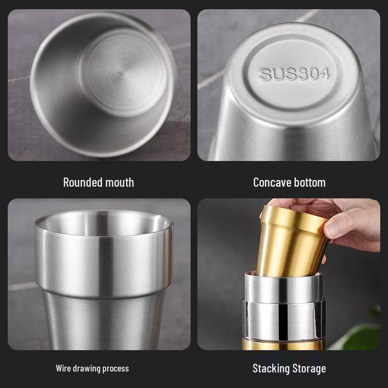 Korean Style Double Wall Hammered Stainless Steel Cup - Insulated & Drop-Resistant for Outdoor Use