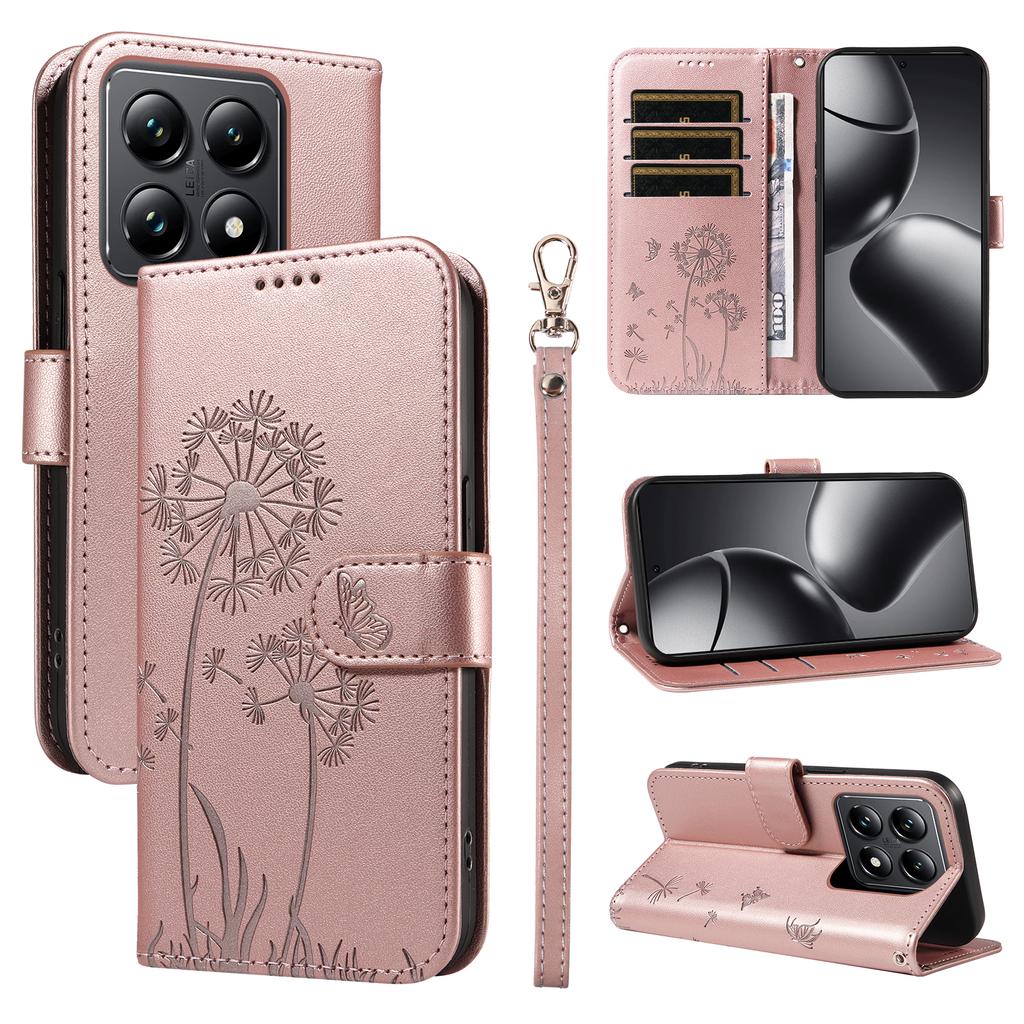 For Xiaomi 14T Leather Case Wallet Phone Cover Dandelion Imprint