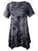 Women's Plus Size Tie-dye V-neck Irregular Hem Short Sleeve Loose Top
