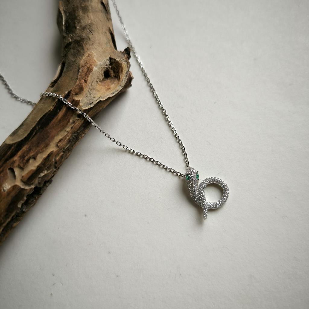 Silver Necklace with Cubic Zirconia, Product Weight 4.12 G (2177531)