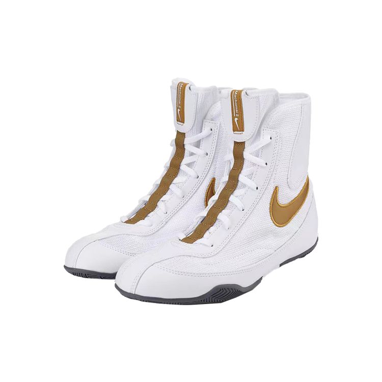 Nike Machomai 2 Boxing Shoes Lightweight Durable Non-Slip High-Top Training Shoes Unisex Shoes White Platinum 321819-170
