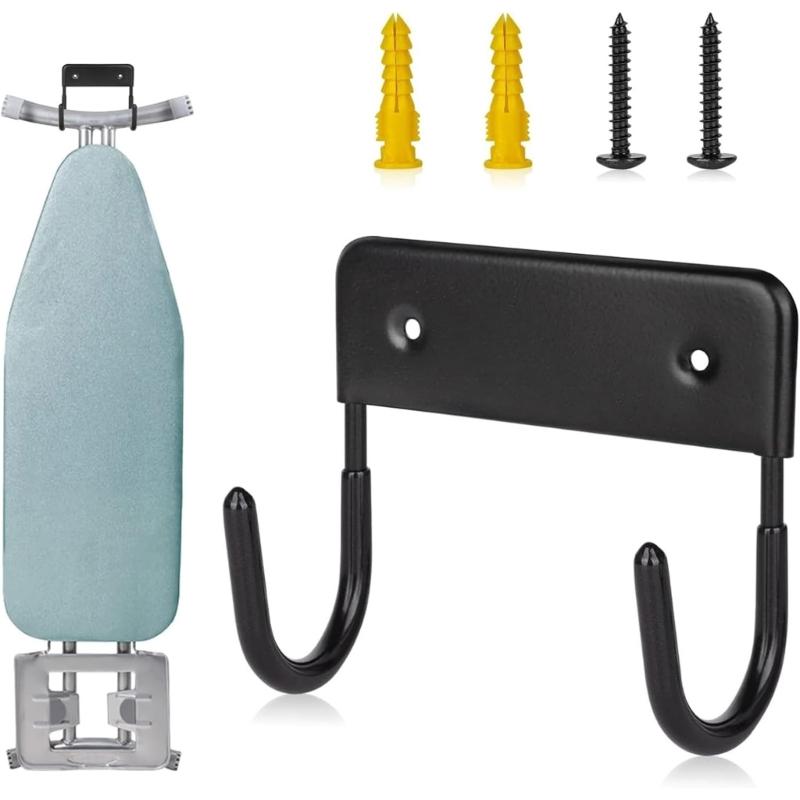 Space Saving Ironing Board Hanger Wall Hanging Rack Alloy Texture Great for Vertical Storage in Closets or Behind Doors