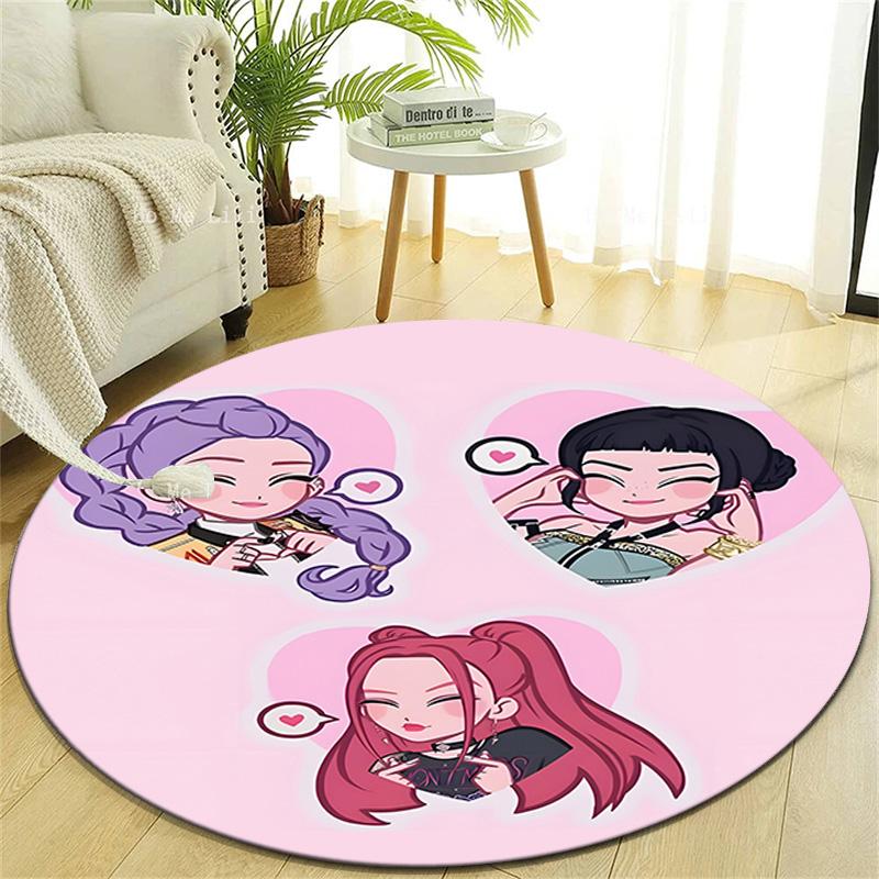 1pc KPop Demon Hunters22 Design Printed Area Round Carpet for Bedroom Living Room Home Decor Rugs Mat Non Slip Mat Rug for Bedside
