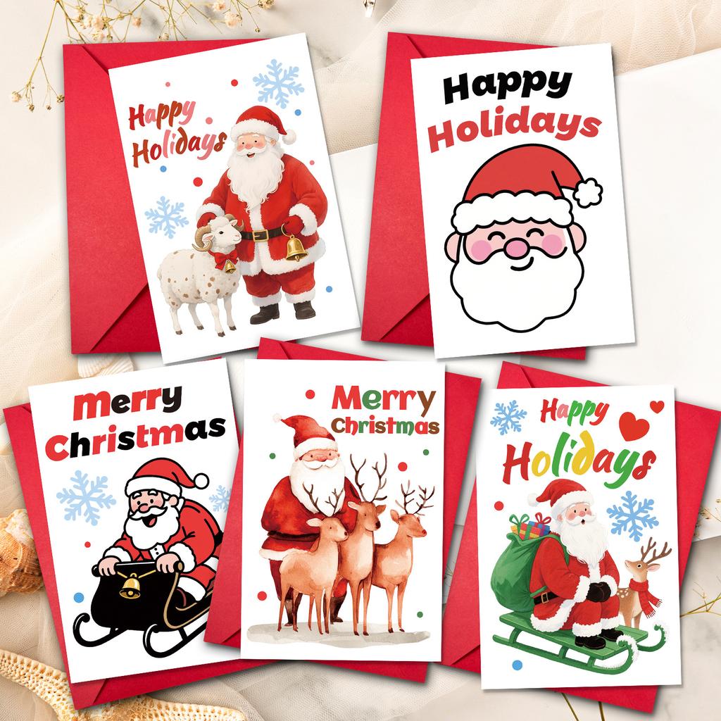 10 Cartoon Christmas Greeting Card Envelopes Set With A Variety Of Creative Christmas Greeting Cards