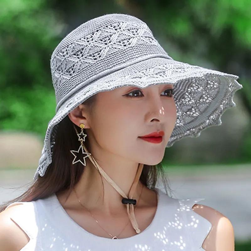WTEMPO Summer Foldable Hats for Women Large Brim Sun Protection Hats Hollow-out Breathable Vacation Travel Seaside Beach Cool Hats