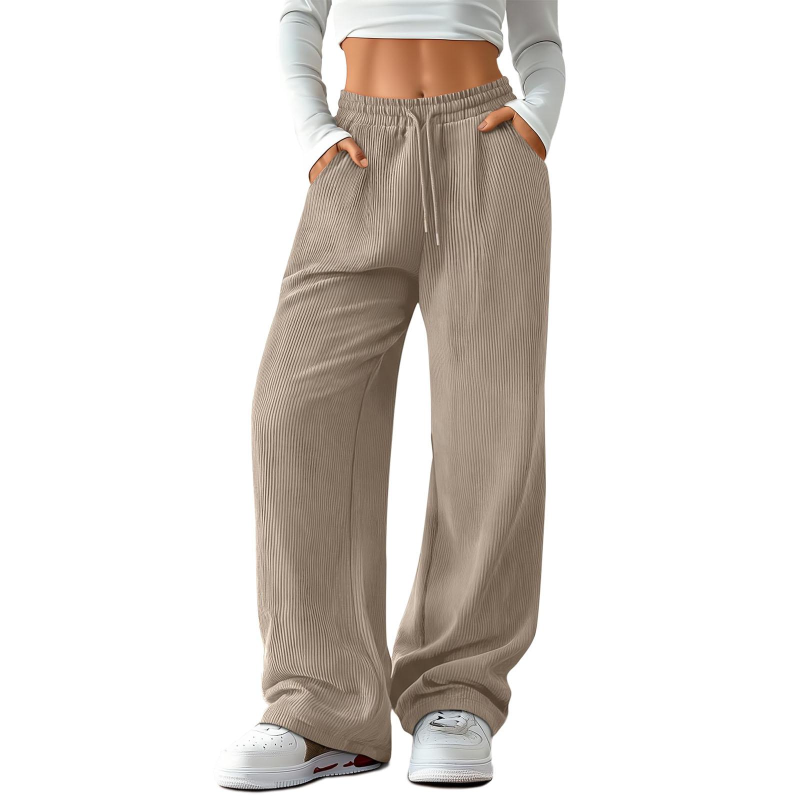 

Pants for Women Casual Drawstring High Elastic Waist Wide Leg Barrel Loose Comfy Trousers with Pockets XL тёмно-синий
