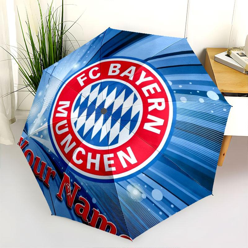 1 PC Automatic Folding Umbrella - FC Bayern Munchen Custom Name Pattern, Portable & Foldable Design with 8 Ribs, Christmas Birthday Gifts