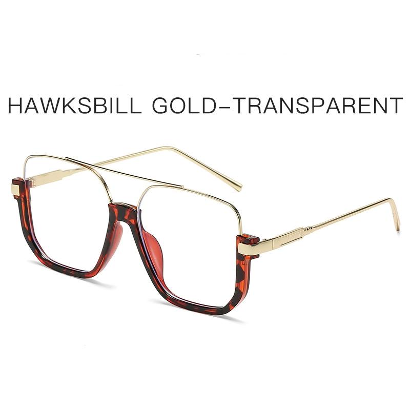 Plain Double Beam Large Frame Anti Blue Glasses Half Frame Square Ladies' New Sunglasses For Street Shooting