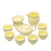 Ceramic Suet Jade Gem Yellow Tea Set Ten-piece Set High-end Gift Box Teapot Teacup Living Room Household Solid Color