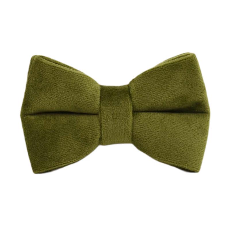 Army Green Velvet Cat Collar with Bow Tie and Bell Large