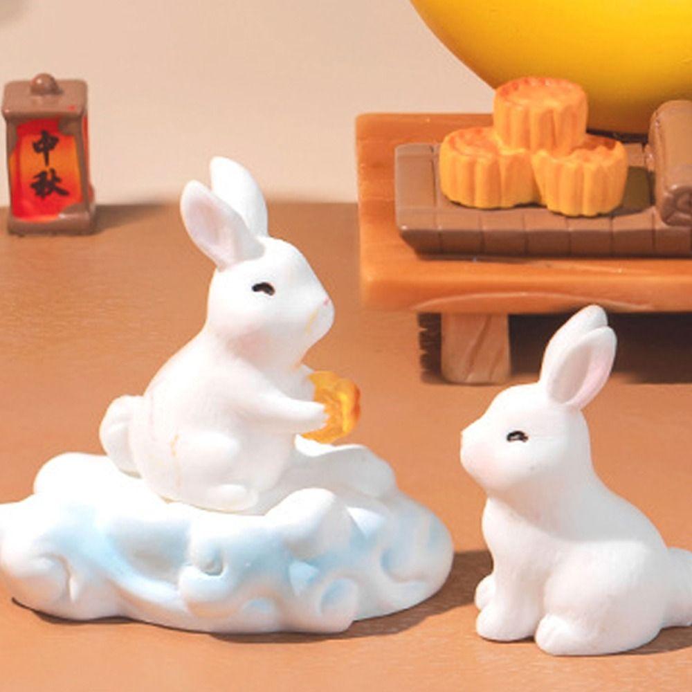 Creative Micro Landscape Cute Mid-Autumn Festival Moon Cake Rabbit Zoo Art Landscape Decorations Accessories Table Ornament