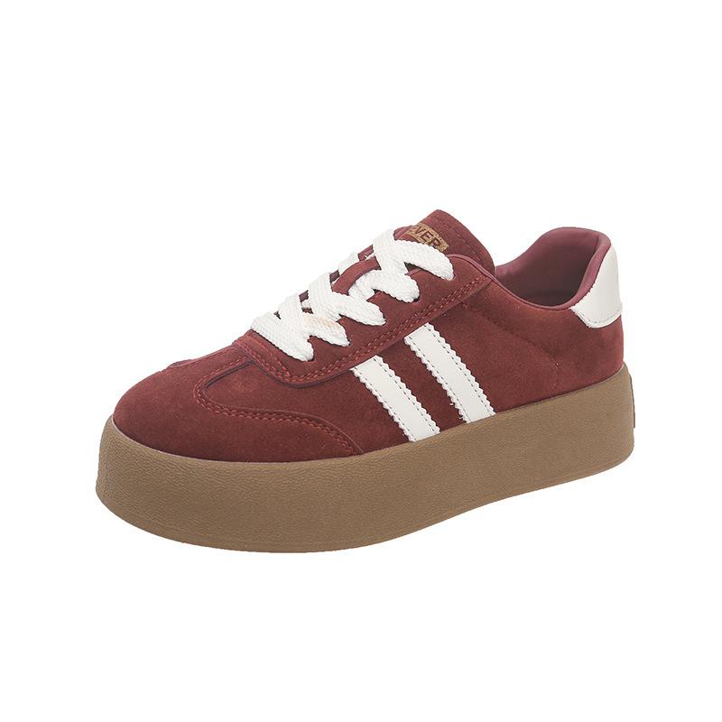 

Retro contrasting color splicing platform women s new versatile and lightweight fashion casual sports shoes 35 красный