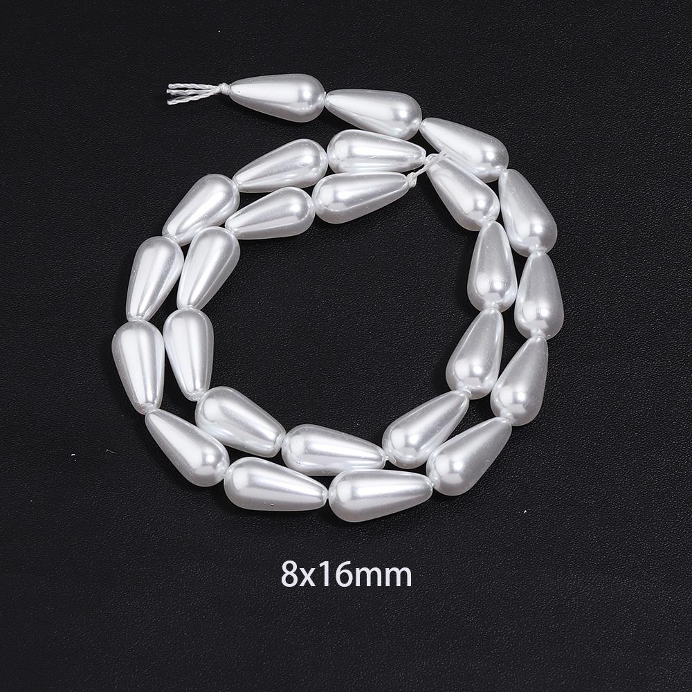 1 Strand Multisize Water Drop Shape Pearl Beads White Loose Spacer Glass Beads For DIY Charms Bracelet Necklace Jewery Accessory