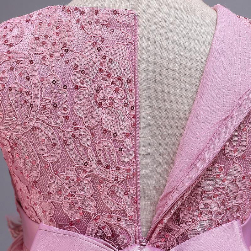 Dětské šaty Puntíkatý dlouhý rukáv Dívčí šaty Květinová dekorace Britská princezna Wind dress