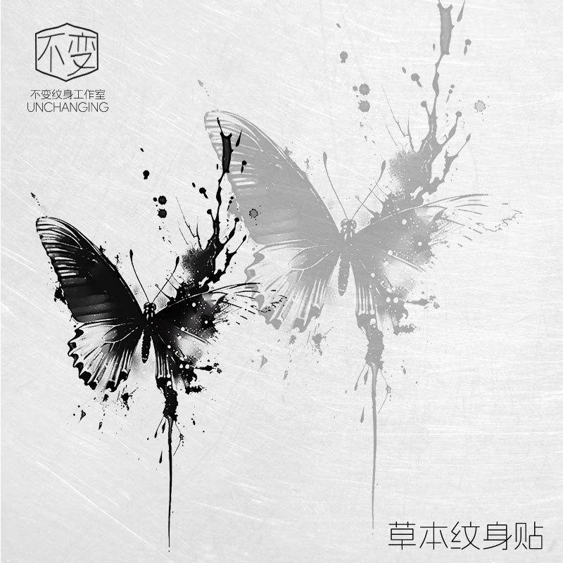 Schmetterling Kräutersaft Tattoo-Aufkleber, Nicht-reflektierendes realistisches Design, Langlebige wasserdichte Körperkunst für einen auffälligen Stil