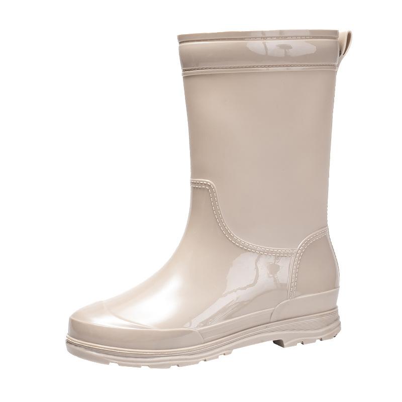 Rain shoes women's adult non-slip fashion outer wear new summer medium tube rubber shoes wear-resistant water shoes waterproof rain boots
